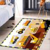 CAFCIOYG Construction Rug - Construction Rugs for Boys Room Play Mat, Funny Cartoon Truck Design Car Carpet for Kids Bedroom Playroom Playmat, 4'5' view 2