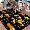 CAFCIOYG Construction Rugs for Boys Room Car Rug Play Mat Car Carpet for Kids Construction Decor for Boys Room Playroom Livingroom, Black, 4'5''6' view 4