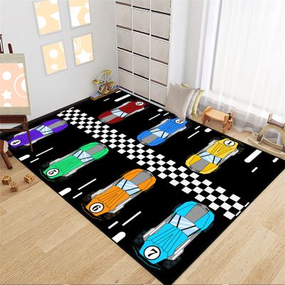 CAFCIOYG Race Car Rug for Kids Bedroom Play Mat, Car Carpet for Kids Race Track Rug for Boys Room with Roads and Tracks Track Carpet for Boys Room Decor, Black, 4'5'