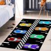 CAFCIOYG Race Car Rug for Kids Bedroom Play Mat, Car Carpet for Kids Race Track Rug for Boys Room with Roads and Tracks Track Carpet for Boys Room Decor, Black, 4'5' view 2