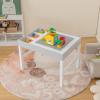 HONEY JOY Kids Table, 3 in 1 Toddler Wooden Activity Table, Convertible Building Block Tabletop, 3 Storage Compartments, Children Furniture Set for Daycare, Playroom (White) view 2