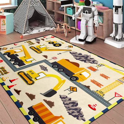 CAFCIOYG Construction Rugs for Boys Room Car Rug Play Mat Car Carpet for Kids Construction Decor for Boys Room Playroom Livingroom, 4'5''6'