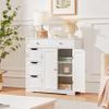 Yaheetech Bathroom Floor Cabinet, Large Storage Space Wooden Organizer with 1 Big Drawer, 3 Small Drawers & 2 Doors, Free-Standing Cupboard for Kitchen/Living Room/Bathroom Use, White view 2
