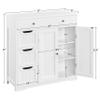 Yaheetech Bathroom Floor Cabinet, Large Storage Space Wooden Organizer with 1 Big Drawer, 3 Small Drawers & 2 Doors, Free-Standing Cupboard for Kitchen/Living Room/Bathroom Use, White view 3