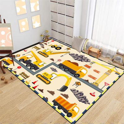 CAFCIOYG Construction Rugs for Boys Room Car Rug Play Mat Car Carpet for Kids Construction Decor for Boys Room Playroom Livingroom, 3'5'