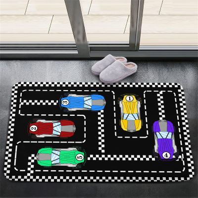 CAFCIOYG Race Car Rug for Kids Bedroom Play Mat, Car Carpet for Kids Race Track Rug for Boys Room with Roads and Tracks Track Carpet for Boys Room Decor, Black, 2'3'