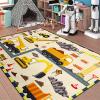 CAFCIOYG Construction Rugs for Boys Room Car Rug Play Mat Car Carpet for Kids Construction Decor for Boys Room Playroom Livingroom, 4'5' view 3