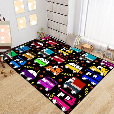 CAFCIOYG Car Carpet for Kids Bedroom Playroom Car Truck Rug for Boys Room Play Mat Construction Rugs for Boys Room Kids Carpet Playmat for Bedroom, Black, 4'5''6'