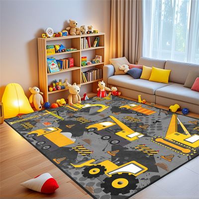 CAFCIOYG Construction Rugs for Boys Room Play Mat for Cars and Trucks PlayMat Kids Rugs for Playroom Car Carpet for Kids Room Construction Decor for Boys Room,Grey, 3'5'