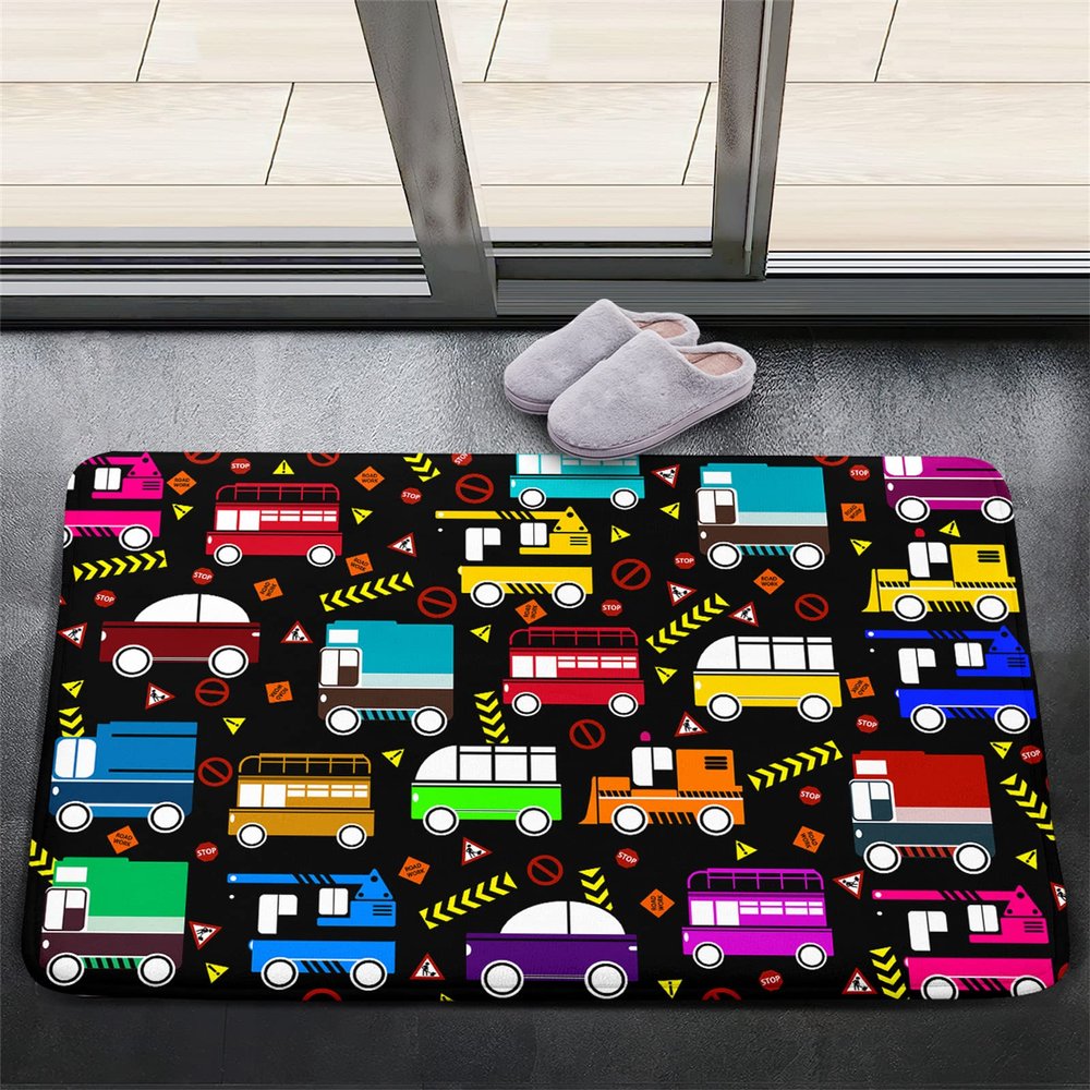 CAFCIOYG Car Carpet for Kids Bedroom Playroom Car Truck Rug for Boys Room Play Mat Construction Rugs for Boys Room Kids Carpet Playmat for Bedroom, Black, 2'3'