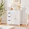 Topeakmart Bathroom Free-Standing Floor Cabinet, Practical Storage Cabinet with 4 Drawers and 2 Doors for Kitchen, Entrance Area, Living Room, Adjustable Shelves, Ample Space White view 2