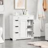 Topeakmart Bathroom Free-Standing Floor Cabinet, Practical Storage Cabinet with 4 Drawers and 2 Doors for Kitchen, Entrance Area, Living Room, Adjustable Shelves, Ample Space White view 4