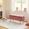 Yaheetech Ottoman with Storage 2pcs, Velvet Entryway Bench with Safety Hinge, Upholstered Bench with Seating for Bedroom, Living Room, Holds up to 519 lb, Pink view 2