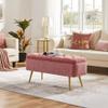 Yaheetech Ottoman with Storage 2pcs, Velvet Entryway Bench with Safety Hinge, Upholstered Bench with Seating for Bedroom, Living Room, Holds up to 519 lb, Pink view 4