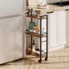 MAHANCRIS Slim Rolling Cart, Mobile Kitchen Cart on Wheels, Narrow Storage Cart for Small Space, Wooden Service Cart, for Bathroom, Laundry, Living Room, Rustic Brown RCHR1501Z view 2
