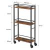MAHANCRIS Slim Rolling Cart, Mobile Kitchen Cart on Wheels, Narrow Storage Cart for Small Space, Wooden Service Cart, for Bathroom, Laundry, Living Room, Rustic Brown RCHR1501Z view 3