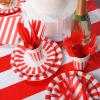 154 Pcs Carnival Table Party Supplies Set Red and White Stripe Tablecloth Disposable Circus Plates, Napkins, Cups, Forks, Spoon, Knifes for Carnival Halloween Birthday Party Decorations view 3