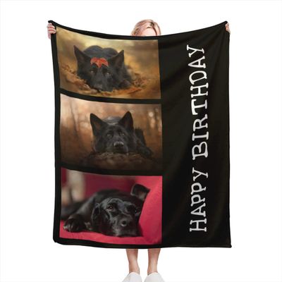 AXKEUDO Custom Blankets with Text Picture Collage Customized Throw Blanket,Birthday Anniversary Wedding Personalized Halloween Christmas Couples Gift for Boyfriend Girlfriend 48"X32" 3 Photo-2