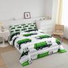 jejeloiu Garbage Truck Bedding Set Boys Cartoon Car Comforter Set for Kids Teens Ultra Soft Equipment Trucks Comforter Vehicles Green White Duvet Set Room Decor Full Size 3Pcs Quilt Set view 2