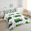 jejeloiu Garbage Truck Bedding Set Boys Cartoon Car Comforter Set for Kids Teens Ultra Soft Equipment Trucks Comforter Vehicles Green White Duvet Set Room Decor Full Size 3Pcs Quilt Set view 4