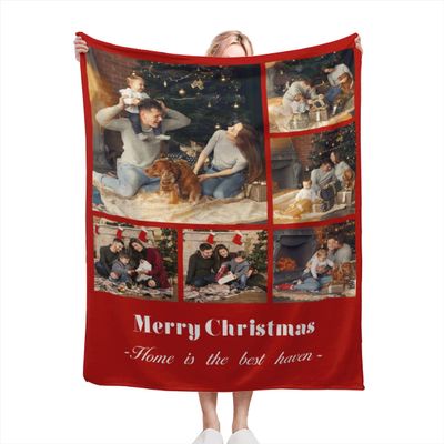 AXKEUDO Custom Blankets with Text Picture Collage Customized Throw Blanket,Birthday Anniversary Wedding Personalized Halloween Christmas Couples Gift for Boyfriend Girlfriend 70.9"X51.2" 6 Photo-2