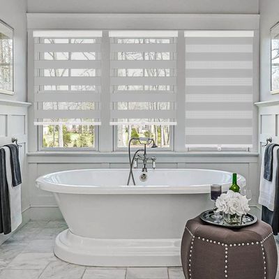 Zebra Blinds,Roller Blinds for Windows,Custom Size Dual Layer Cordless Window Blinds and Shades,Sheer or Privacy Light Control,Day and Night Blinds for Door,Office[Grey,57" W x 76" H Customize]