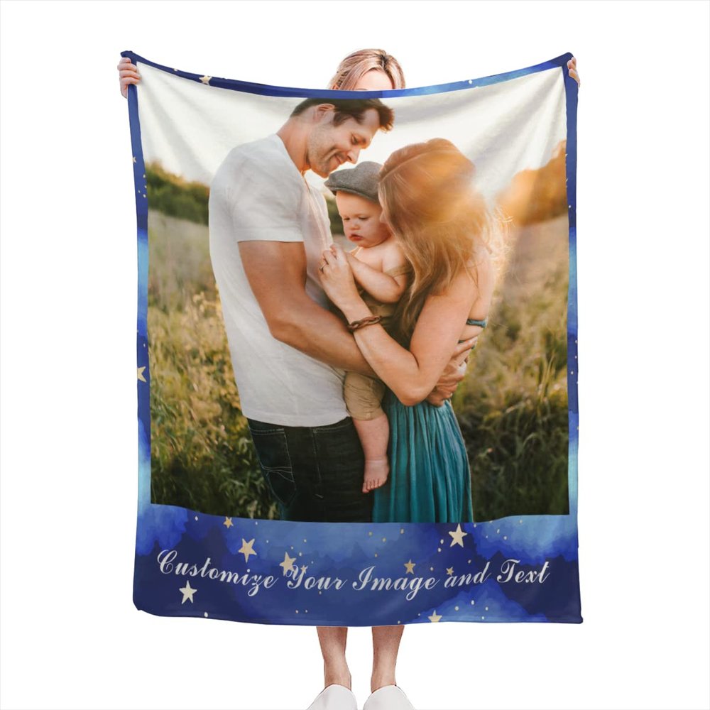 AXKEUDO Custom Blankets with Text Picture Collage Customized Throw Blanket,Birthday Anniversary Wedding Personalized Halloween Christmas Couples Gift for Boyfriend Girlfriend 51.2"X39.4" 1 Photo-1