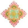 Floor Rangoli Acrylic Handcrafted Indian Traditional Home Dcor for Festival Wedding Party Wall Interior Decoration and Gifting (Pink Green) view 1