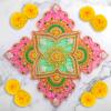Floor Rangoli Acrylic Handcrafted Indian Traditional Home Dcor for Festival Wedding Party Wall Interior Decoration and Gifting (Pink Green) view 2