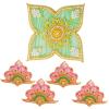 Floor Rangoli Acrylic Handcrafted Indian Traditional Home Dcor for Festival Wedding Party Wall Interior Decoration and Gifting (Pink Green) view 4