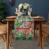 Table Runner Dresser Scarves, Merry Christmas Truck Xmas Tree Red Green Lattice Table Runners 13x108 Inches Long,Non-Slip Washable Kitchen Dining Coffee Table Decor for Farmhouse Party Holiday Dinner view 2