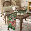 Table Runner Dresser Scarves, Merry Christmas Truck Xmas Tree Red Green Lattice Table Runners 13x108 Inches Long,Non-Slip Washable Kitchen Dining Coffee Table Decor for Farmhouse Party Holiday Dinner view 4