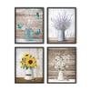 HAUS AND HUES Flower Wall Decor - Set of 4 Floral Wall Art, Framed Flower Painting, Floral Pictures for Kitchen, Bedroom, Living Room (Framed Black 11x14) view 1