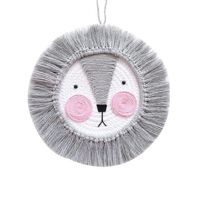 Hand Woven Knitted Animal Head Wall Hanging Macrame Woven Crafted Animal Head Pendant Wall Art Cute Cartoon Fox Head with Tassels for Adults Home Bedroom Nursery Decoration (Fox Design)