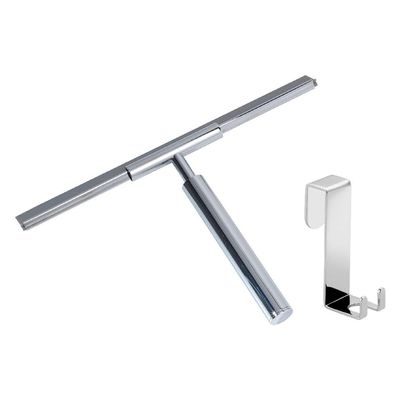 Gedy | Thor Set 2 Pieces, 1 Shower Squeegee and 1 Chrome Hook, Series Made of Brass and Stainless Steel with Chrome Finish