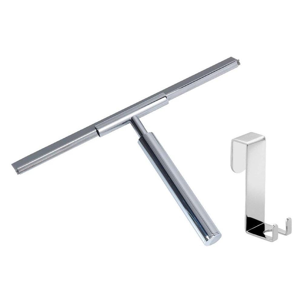 Gedy | Thor Set 2 Pieces, 1 Shower Squeegee and 1 Chrome Hook, Series Made of Brass and Stainless Steel with Chrome Finish
