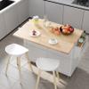 Squireewo Kitchen Cart with Wood Top and Drop Leaf Breakfast Bar, Rolling Mobile Kitchen Island Table on Wheels with Drawer and Storage Cabinet, Spice Rack, Towel Rack, White view 2