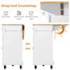 Squireewo Kitchen Cart with Wood Top and Drop Leaf Breakfast Bar, Rolling Mobile Kitchen Island Table on Wheels with Drawer and Storage Cabinet, Spice Rack, Towel Rack, White view 3