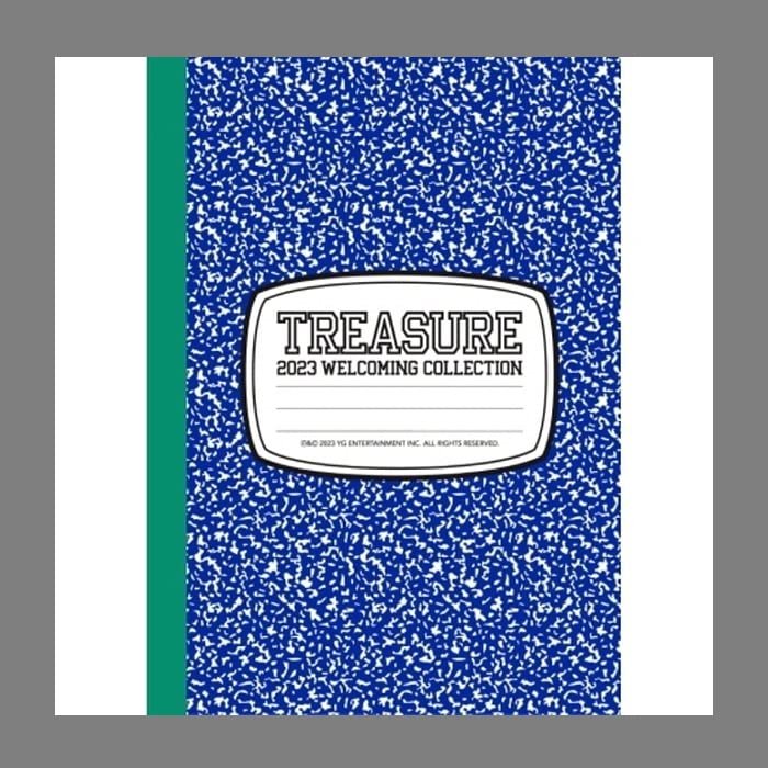 TREASURE 2023 Welcoming Collection Package box+Photobook+Desk Calendar+Photocard set+Selfie photocard+Fortune photocard+Polaroid+Film postcard+Clear sticker set+Mini note+Video kit+Tracking Sealed