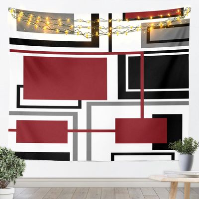 Geometric Abstract Squares Kids Tapestry,Grids Diamond Patchwork Wall Tapestries,Girls Boys Adults Room Decor,Red Black White Fashion Wall Hanging,Bright Home Wall Decor,XLarge 70.9 x 92.5 Inches