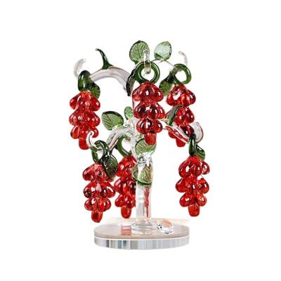 Crystal Grape Tree with 18 12 8 6 Grapes Fengshui Craft Home Decor Figurines Christmas New Year Gifts Souvenirs Decor Ornament (Color : Red, Size : 8 Hangs)