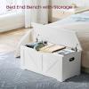 VASAGLE Storage Chest, Storage Trunk with 2 Safety Hinges, Storage Bench, Shoe Bench, Farmhouse Style, 15.7 x 31.5 x 18.1 Inches, for Entryway, Bedroom, Living Room, Cloud White ULSB062T14 view 4