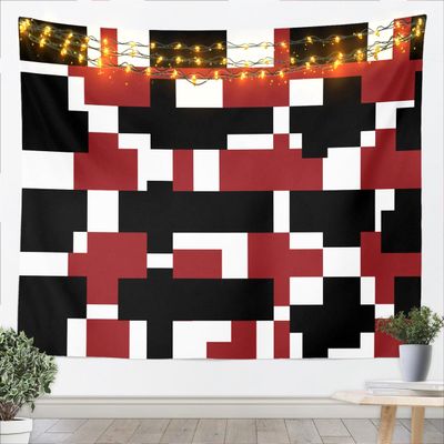 Geometric Squares Patchwork Kids Tapestry,Modern Abstract Art Wall Tapestries,Girls Boys Adults Room Decor,Red Black White Artwork Wall Hanging,Chic Fashion Home Wall Decor,Large 59.1 x 82.7 Inches