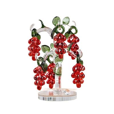 Crystal Grape Tree with 18 12 8 6 Grapes Fengshui Craft Home Decor Figurines Christmas New Year Gifts Souvenirs Decor Ornament (Color : Red, Size : 18 Hangs)