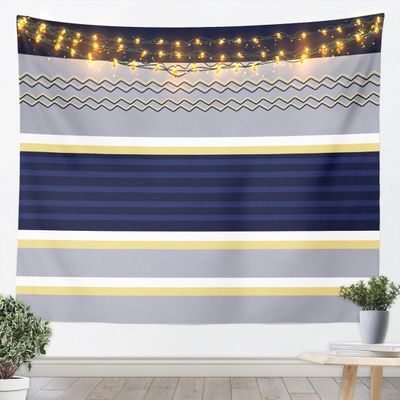 Geometric Abstract Stripes Kids Tapestry,Geometric Lines Patchwork Wall Tapestries,Girls Boys Adults Room Decor,Grey Blue Yellow Modern Wall Hanging,Noble Home Wall Decor,XLarge 70.9 x 92.5 Inches