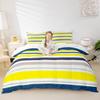 Geometric Lines Patchwork Kids Duvet Cover Set King Size,Stripes Abstract Art Style Bedding Set,Girls Boys Adults Room Decor,Modern Stylish Comforter Cover,White Yellow Quilt Cover,2 Pillowcases view 1