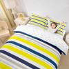 Geometric Lines Patchwork Kids Duvet Cover Set King Size,Stripes Abstract Art Style Bedding Set,Girls Boys Adults Room Decor,Modern Stylish Comforter Cover,White Yellow Quilt Cover,2 Pillowcases view 3