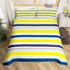 Geometric Lines Patchwork Kids Duvet Cover Set King Size,Stripes Abstract Art Style Bedding Set,Girls Boys Adults Room Decor,Modern Stylish Comforter Cover,White Yellow Quilt Cover,2 Pillowcases view 4