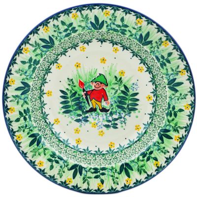Polmedia Polish Pottery Pasta Bowl 9-inch UNIKAT - Green Tranquility Pattern Handmade in Boleslawiec Poland by Ceramika Artystyczna + Certificate of Authenticity