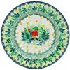 Polmedia Polish Pottery Pasta Bowl 9-inch UNIKAT - Green Tranquility Pattern Handmade in Boleslawiec Poland by Ceramika Artystyczna + Certificate of Authenticity view 1